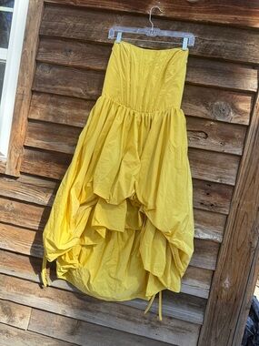 Anthropologie strapless bunched front party dress